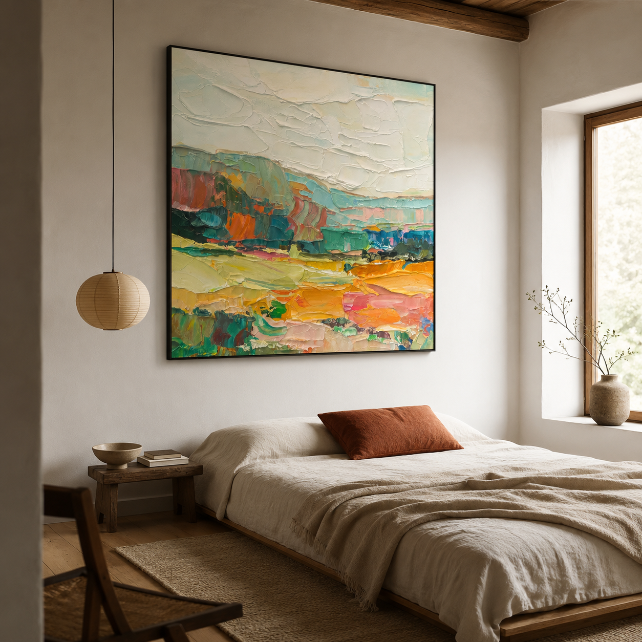 Original Textured Abstract Landscape Painting|Fields Beyond the Horizon