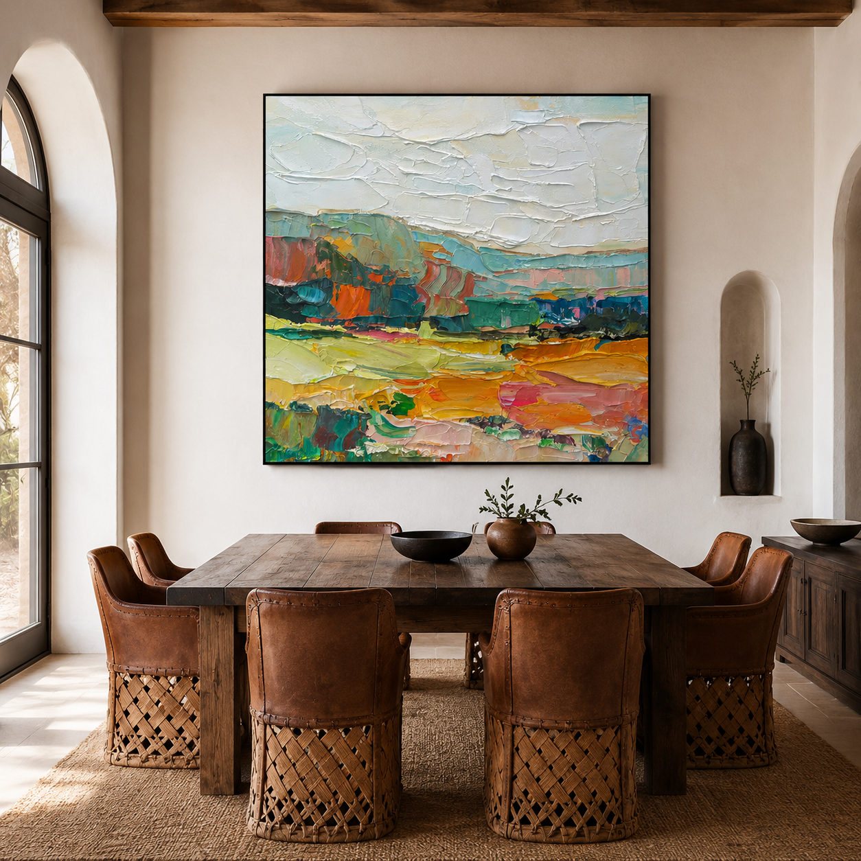 Original Textured Abstract Landscape Painting|Fields Beyond the Horizon