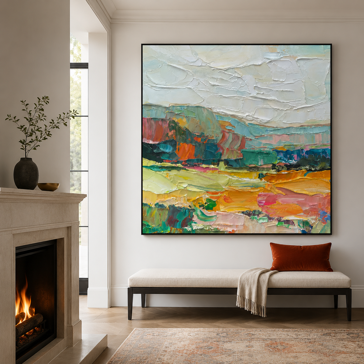 Original Textured Abstract Landscape Painting|Fields Beyond the Horizon