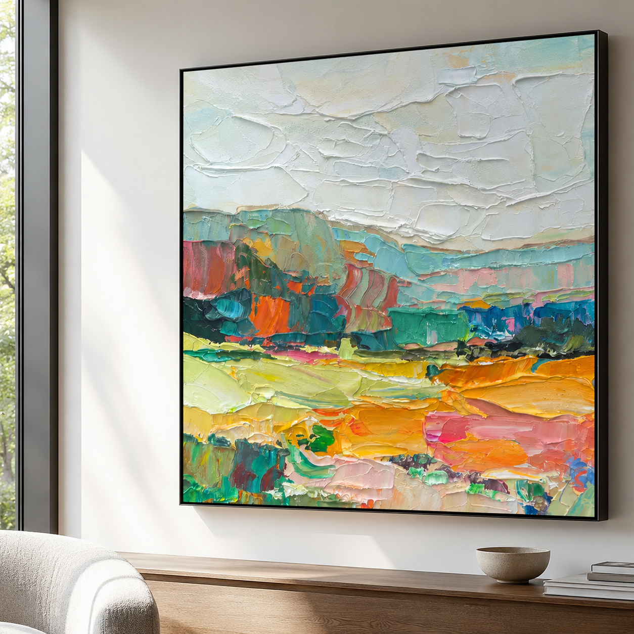 Original Textured Abstract Landscape Painting|Fields Beyond the Horizon