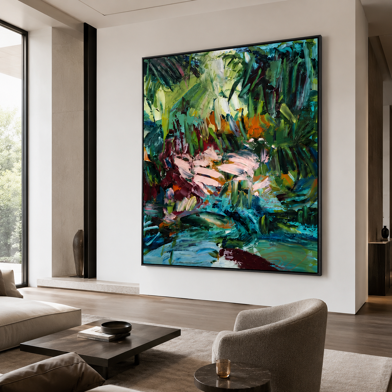 Original Textured Forest Oil Painting | Emerald Forest Reverie