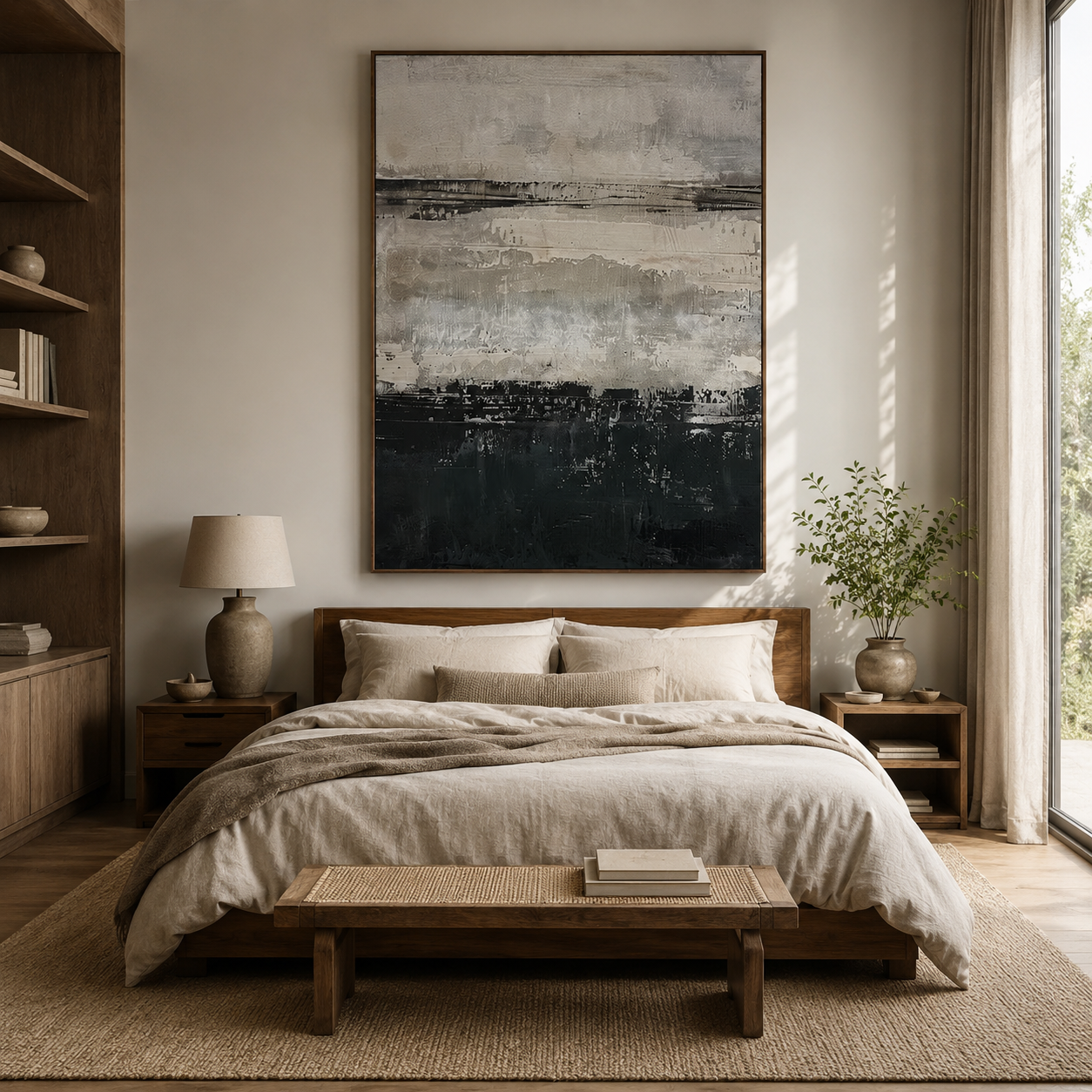 Silent Horizon – Hand-Painted Abstract Landscape Oil Painting on Canvas