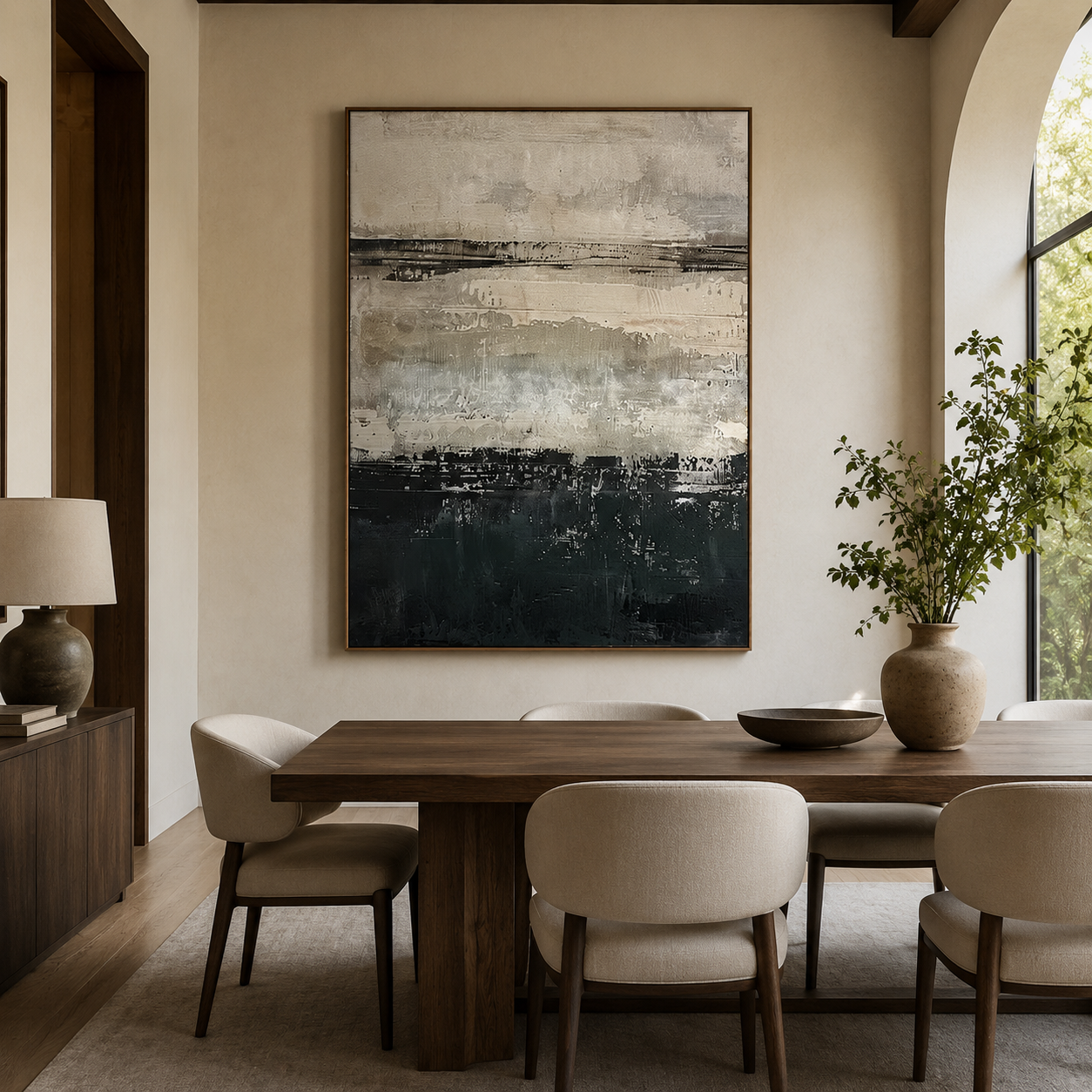 Silent Horizon – Hand-Painted Abstract Landscape Oil Painting on Canvas