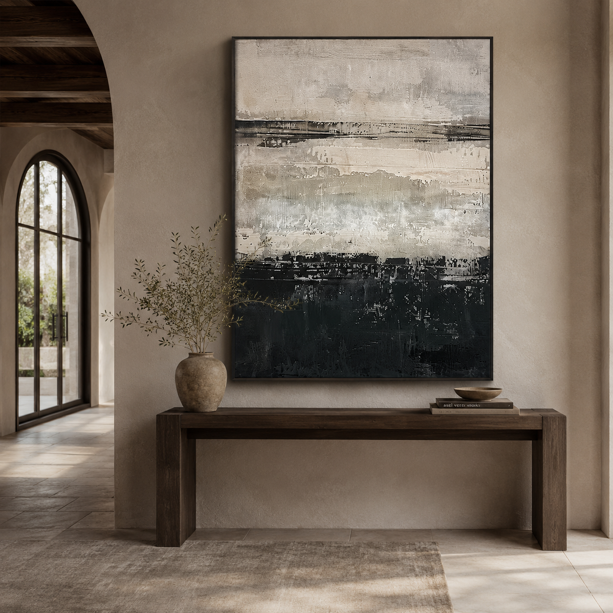 Silent Horizon – Hand-Painted Abstract Landscape Oil Painting on Canvas