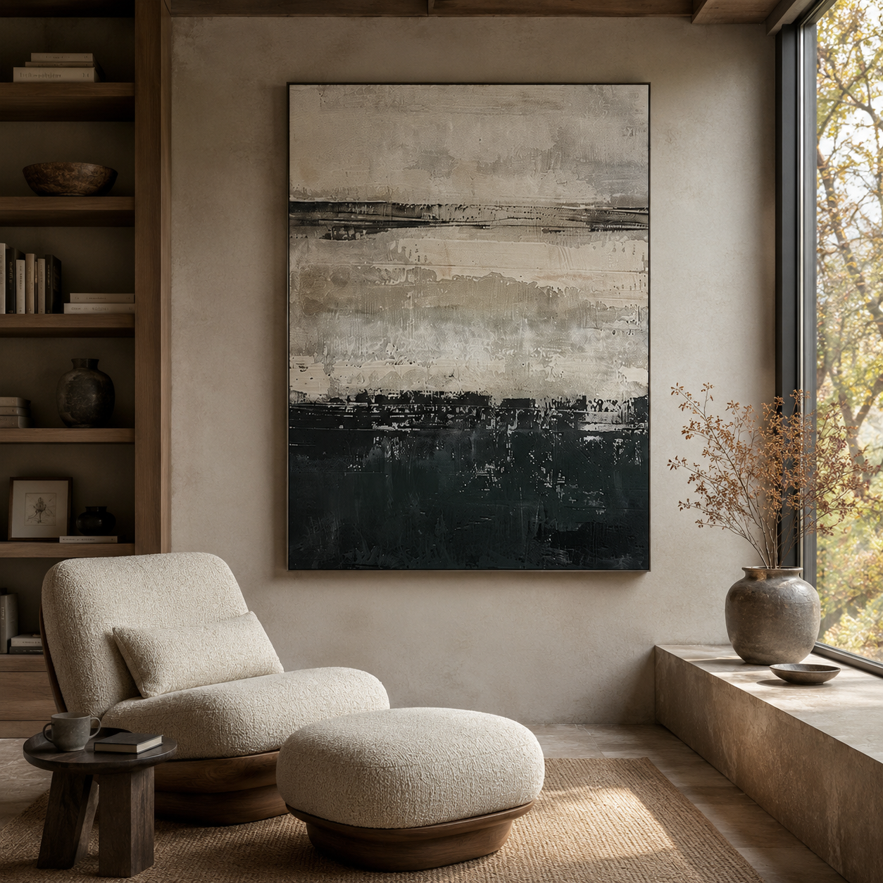 Silent Horizon – Hand-Painted Abstract Landscape Oil Painting on Canvas