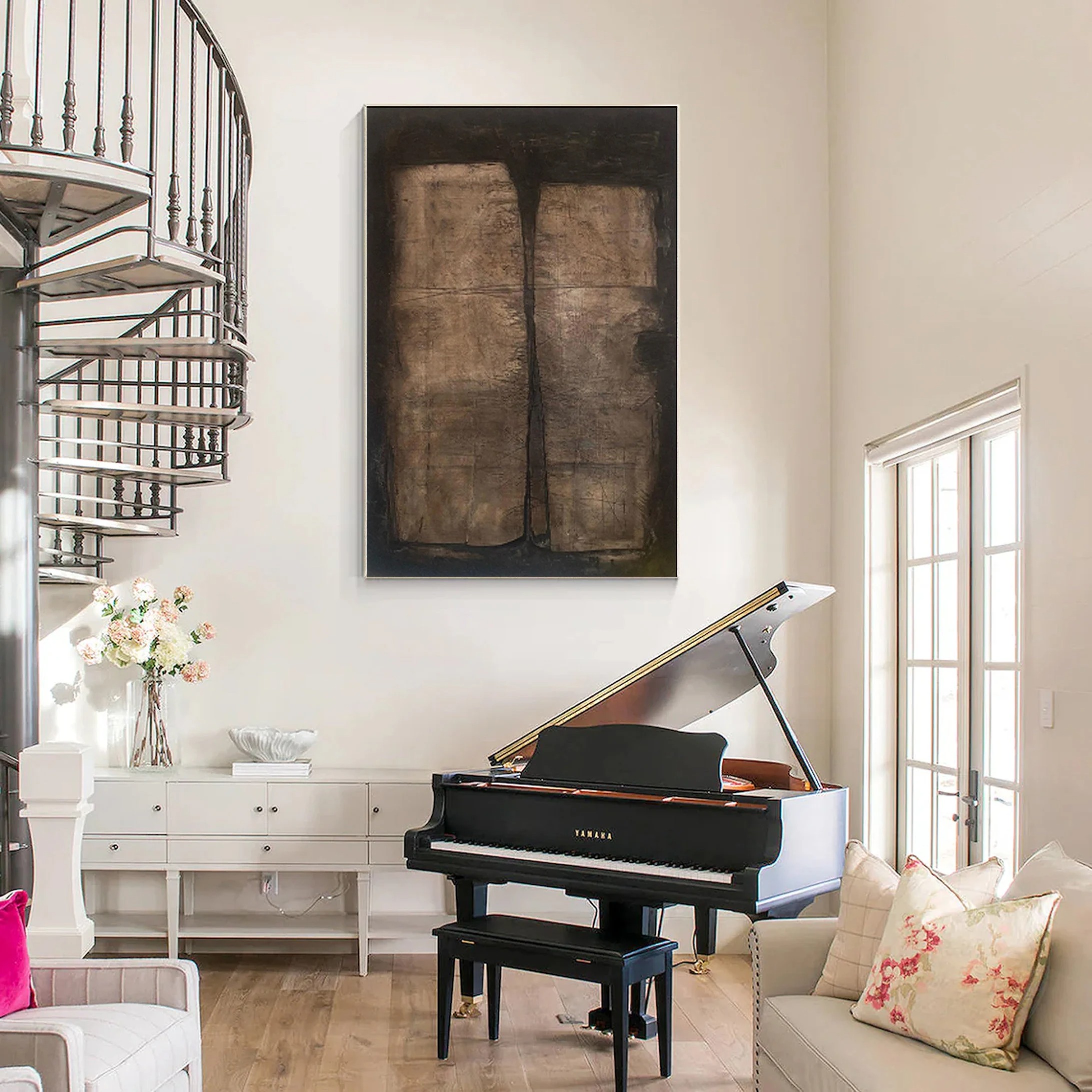 Silent Tablet - Wabi-Sabi Textured Abstract Painting Large Earthtone Wall Art