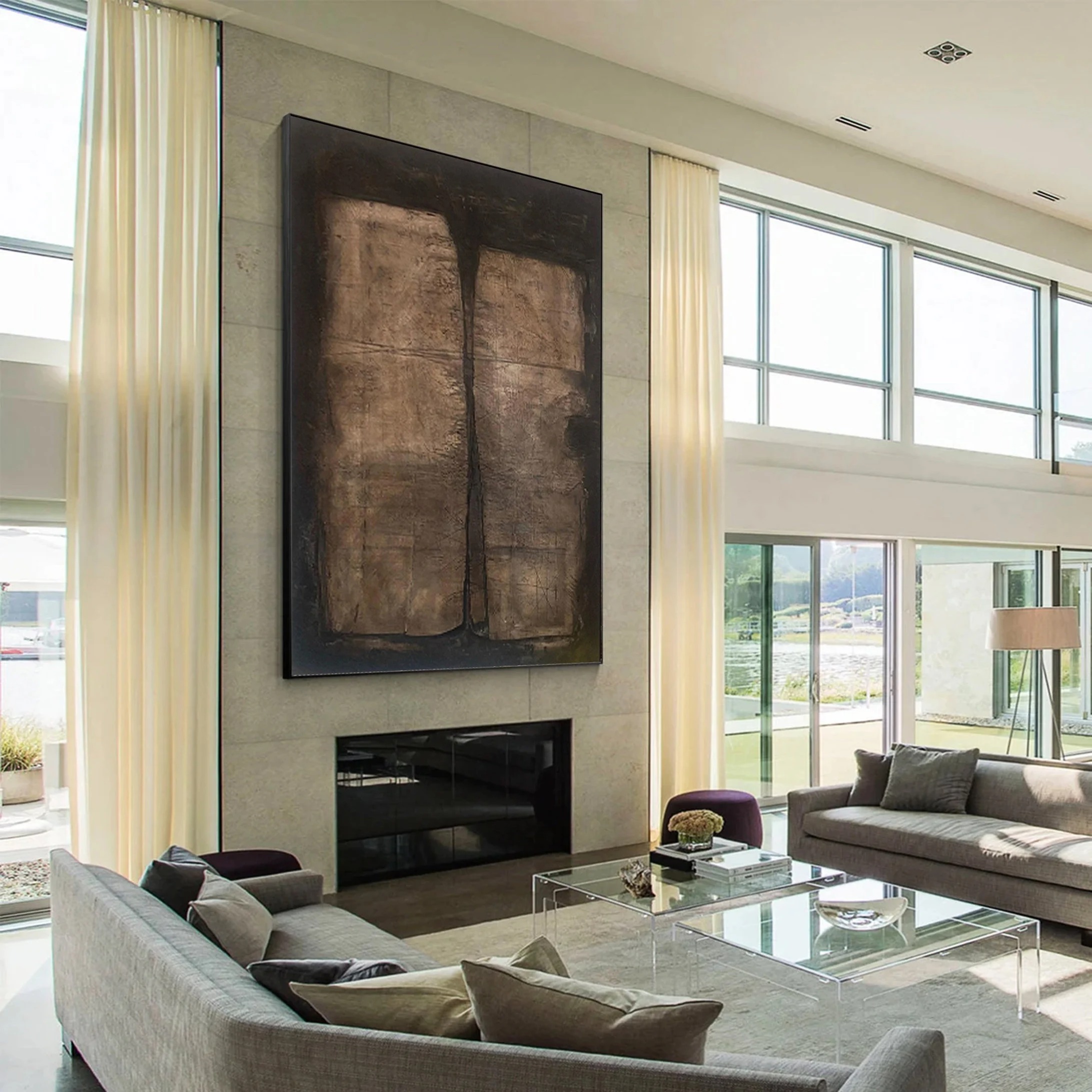 Silent Tablet - Wabi-Sabi Textured Abstract Painting Large Earthtone Wall Art