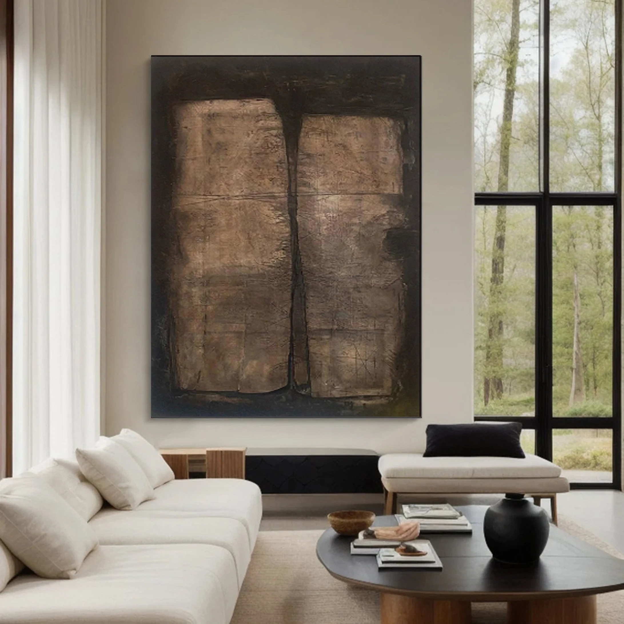 Silent Tablet - Wabi-Sabi Textured Abstract Painting Large Earthtone Wall Art