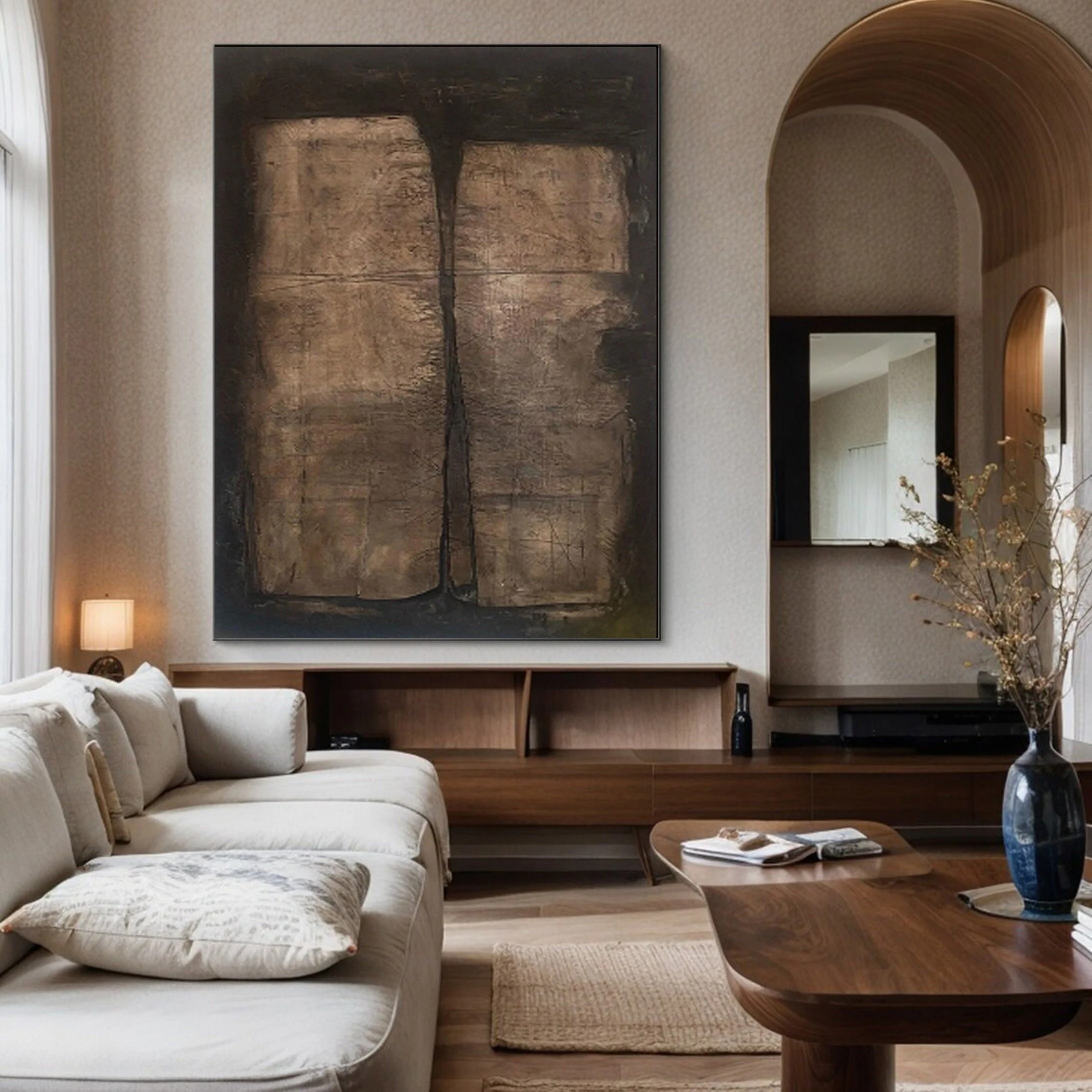 Silent Tablet - Wabi-Sabi Textured Abstract Painting Large Earthtone Wall Art