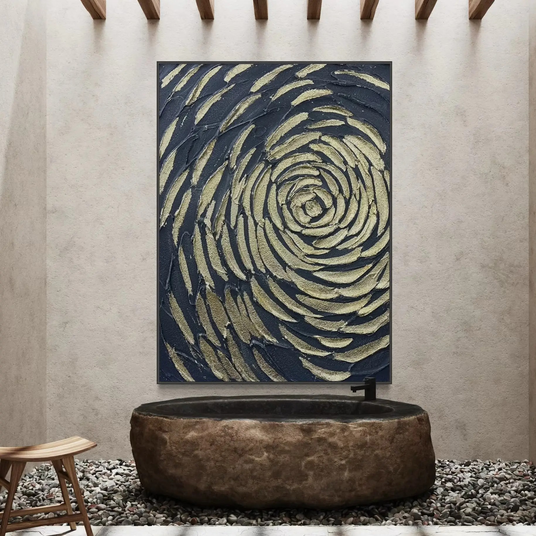 Golden Spiral – Textured Abstract Canvas Art