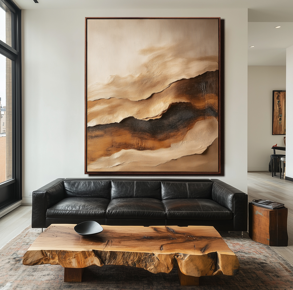 Whispering Layers – Minimalist Textured Earth Tone Abstract Oil Painting