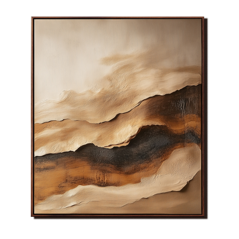 Whispering Layers – Minimalist Textured Earth Tone Abstract Oil Painting