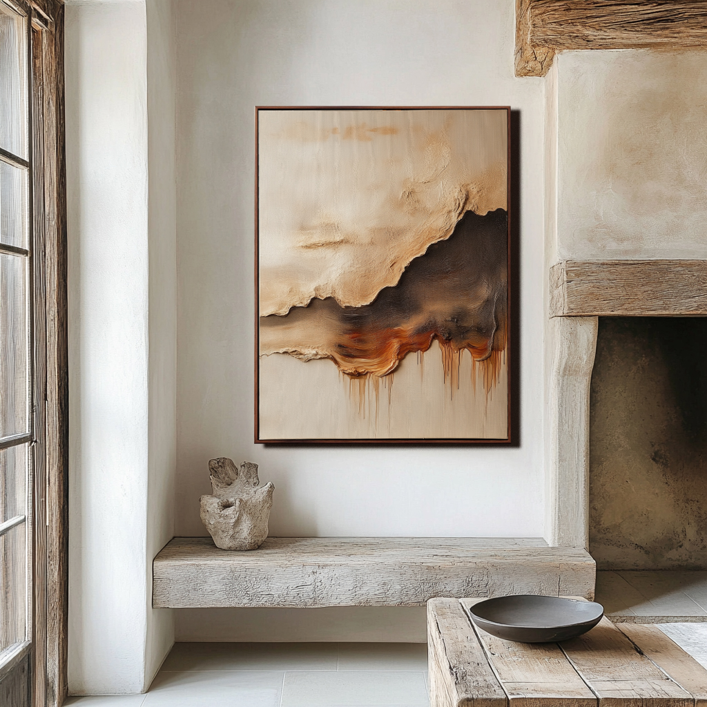 Erosion of Time – Minimalist Textured Abstract Landscape Oil Painting