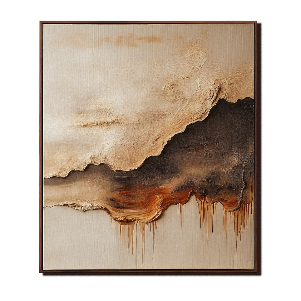 Erosion of Time – Minimalist Textured Abstract Landscape Oil Painting
