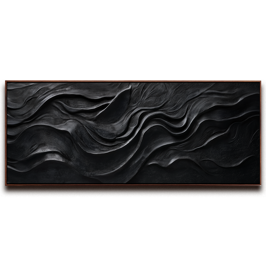 Ebon Flow – Modern Black Textured Abstract Wall Art