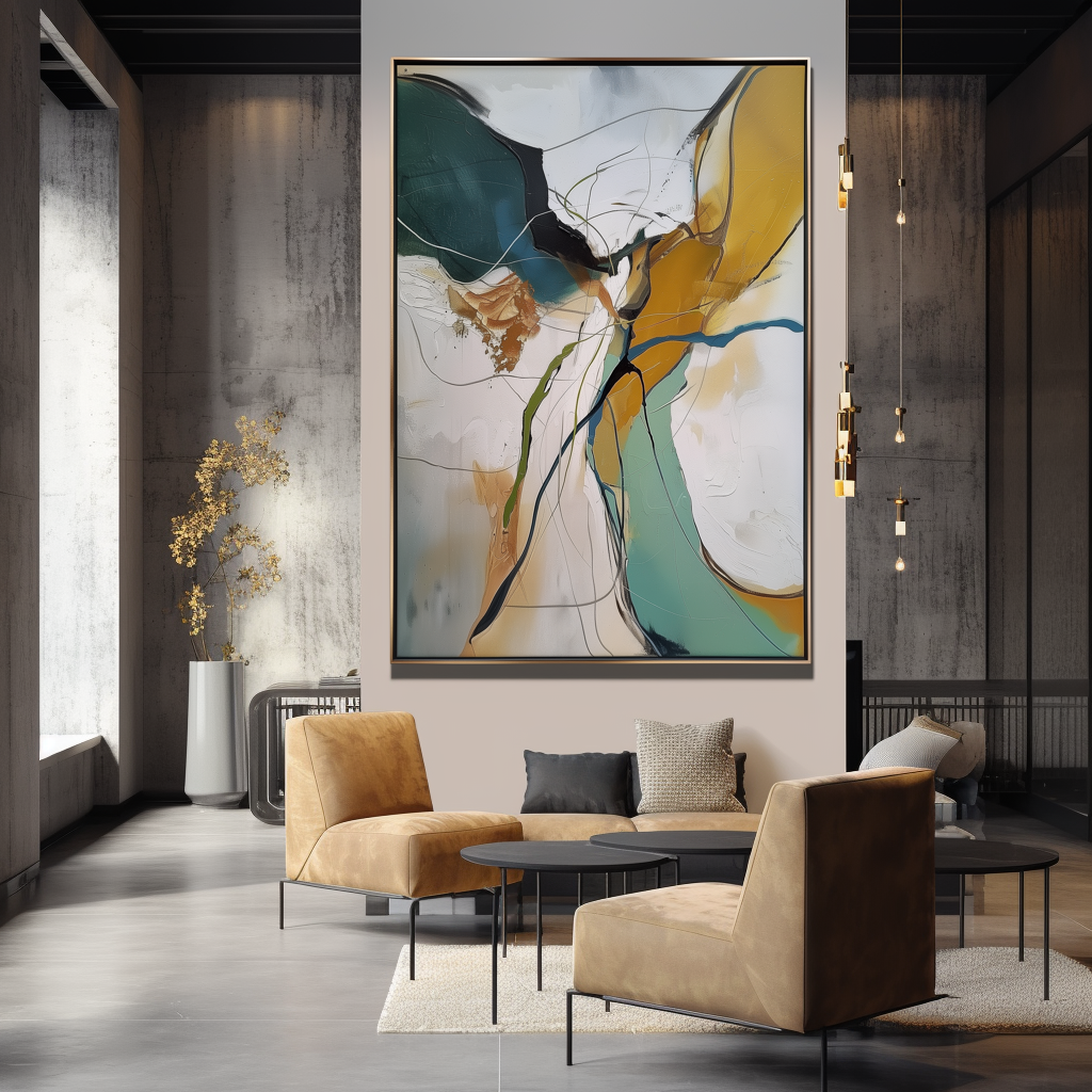 Aurora Veins – Large Vertical Abstract Canvas Wall Art with Fluid Modern Design