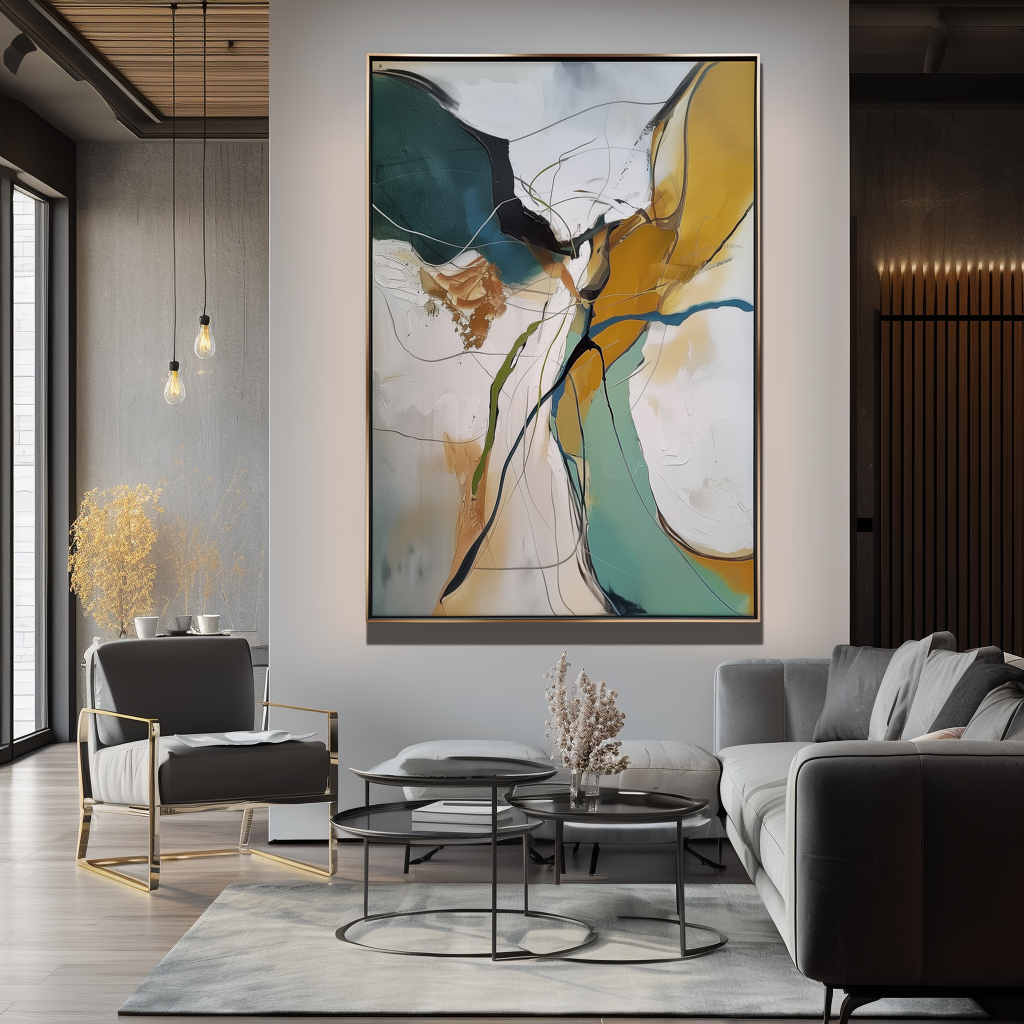 Aurora Veins – Large Vertical Abstract Canvas Wall Art with Fluid Modern Design