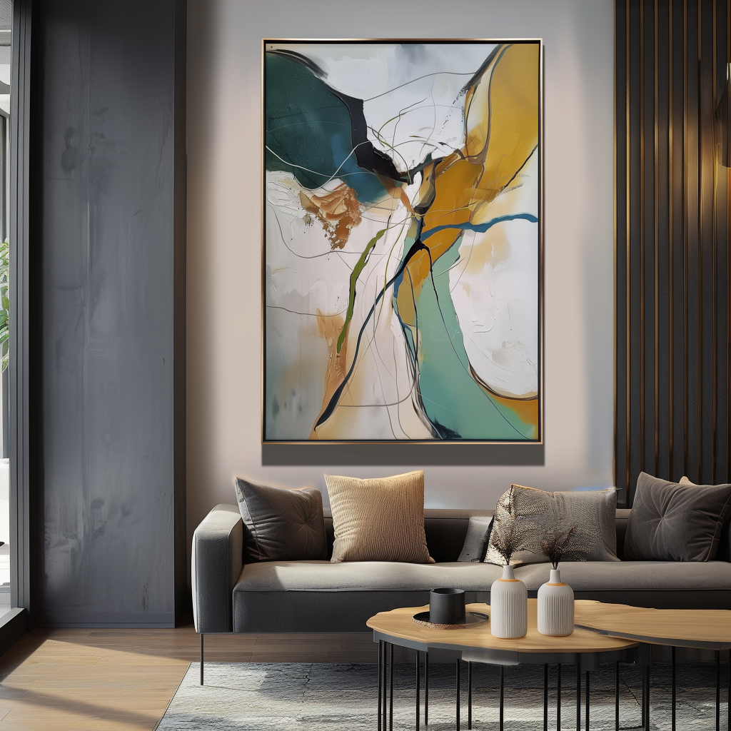 Aurora Veins – Large Vertical Abstract Canvas Wall Art with Fluid Modern Design