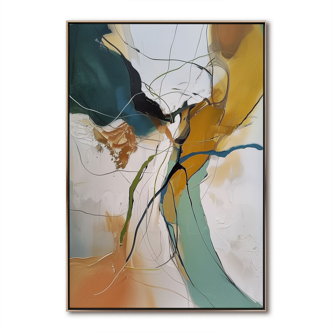 Aurora Veins – Large Vertical Abstract Canvas Wall Art with Fluid Modern Design