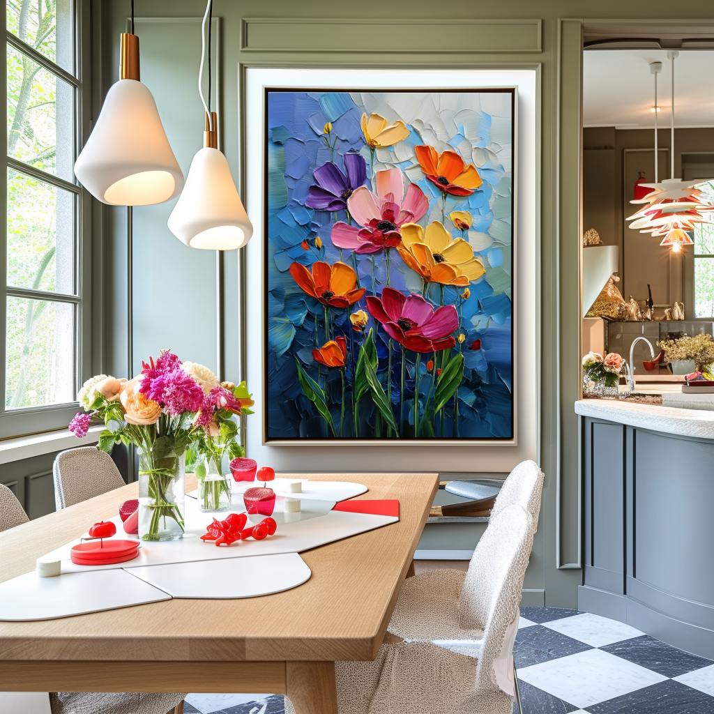 Echoes of Bloom - Textured Colorful Floral Oil Painting Modern Bold Palette Knife Art