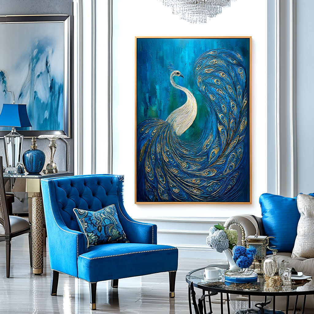 Majestic Plumage – Textured Peacock Oil Painting on Canvas