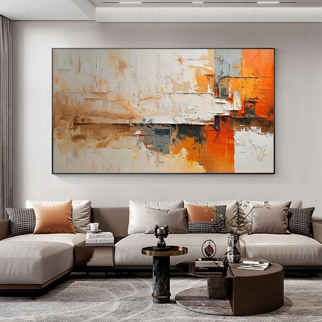 Urban Radiance – Modern Geometric Textured Abstract Oil Painting
