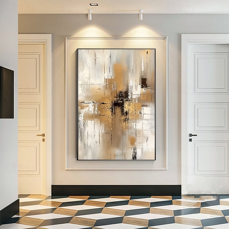 Urban Gold – Textured Neutral Abstract Oil Painting