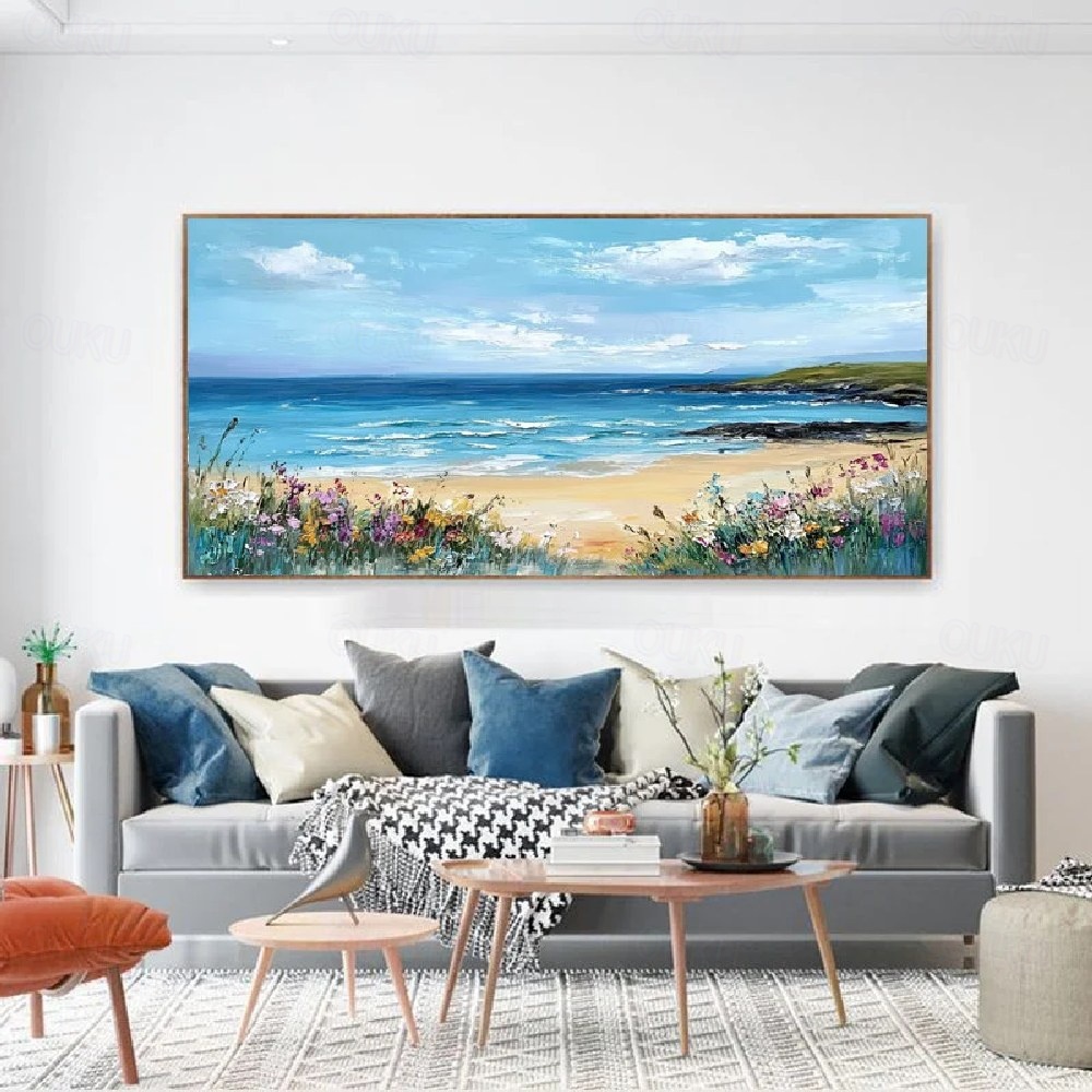 Ocean Whisper – Hand-Painted Coastal Landscape Wall Art