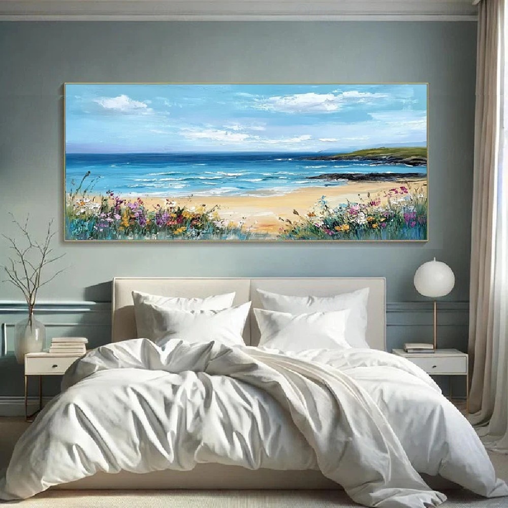 Ocean Whisper – Hand-Painted Coastal Landscape Wall Art