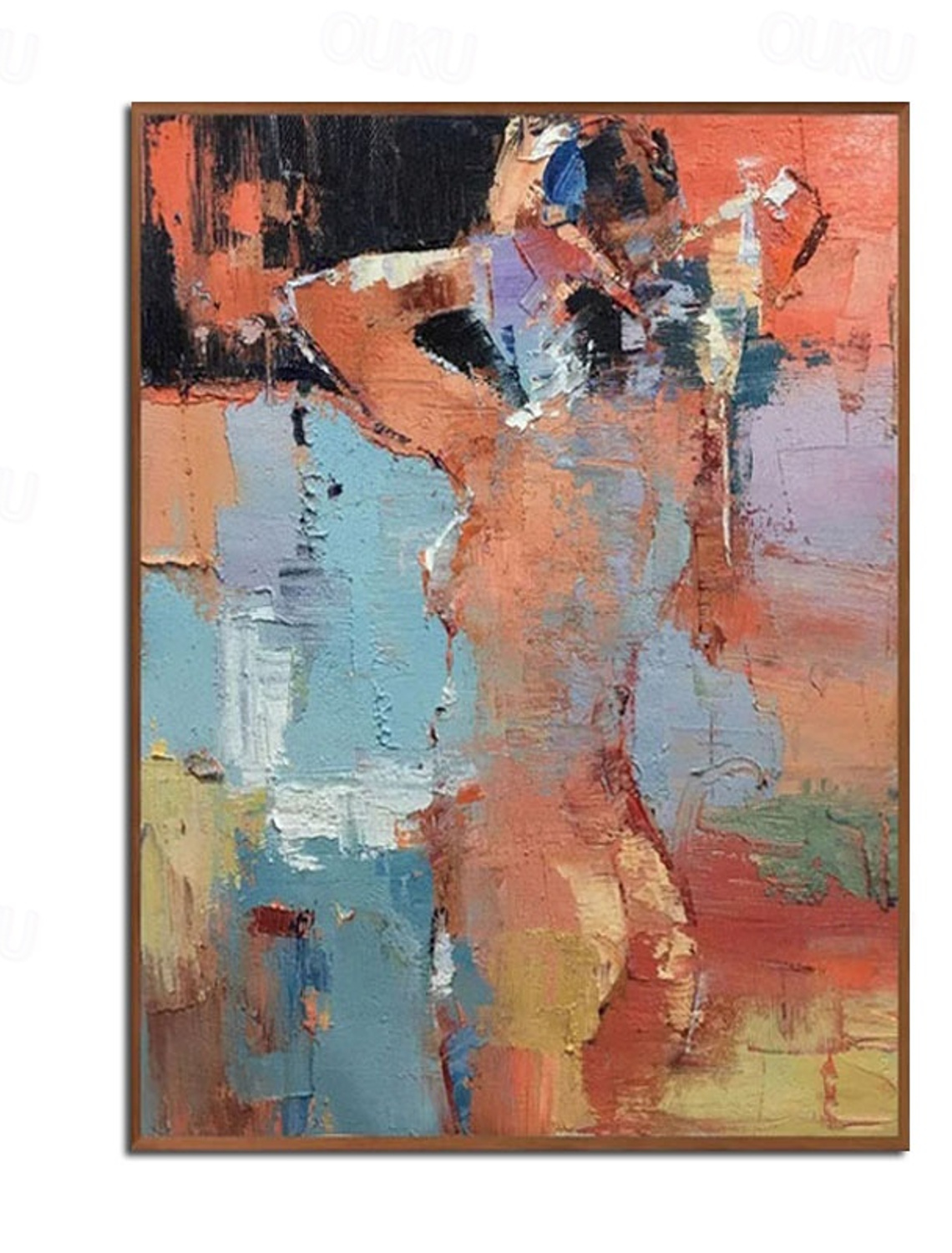 Becoming Herself – Textured Abstract Female Nude Oil Painting