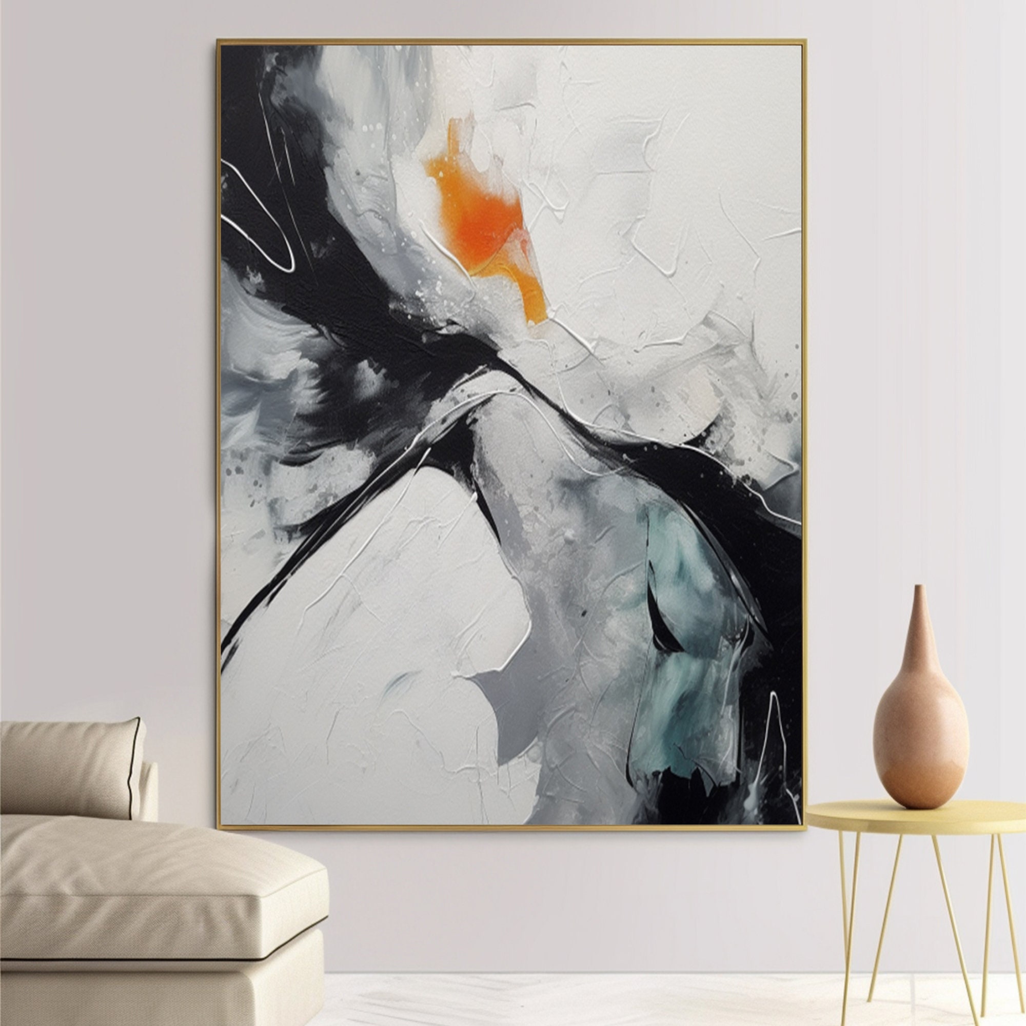 Black and White Abstract Painting