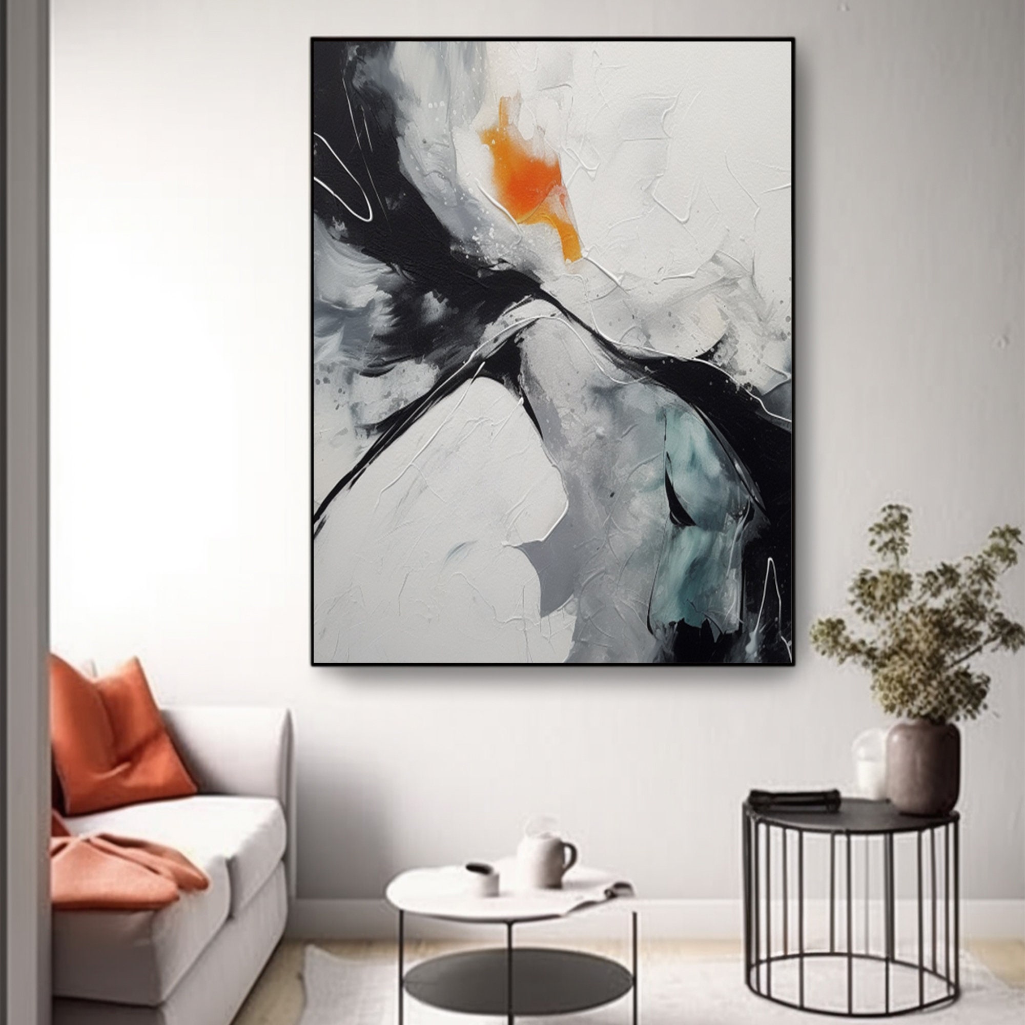 Black and White Abstract Painting