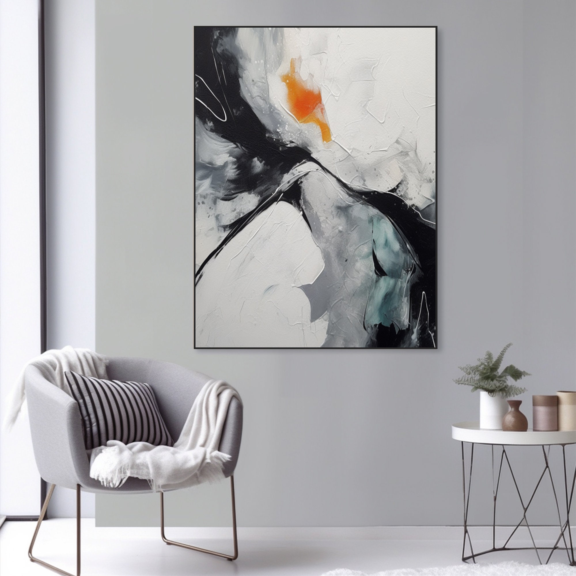 Black and White Abstract Painting