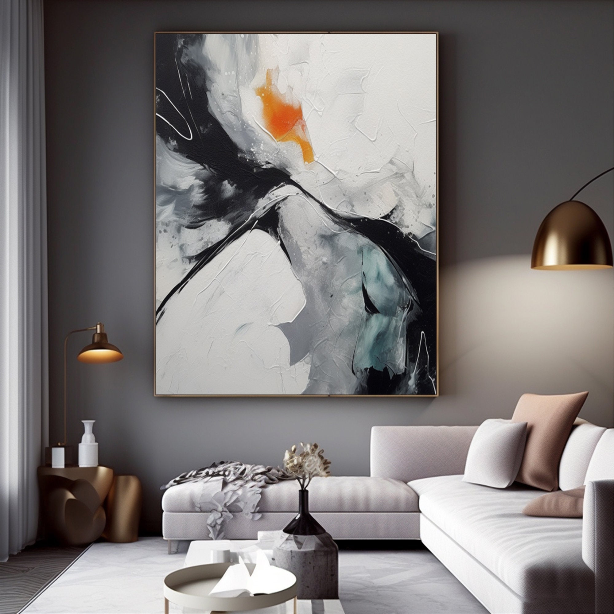 Black and White Abstract Painting