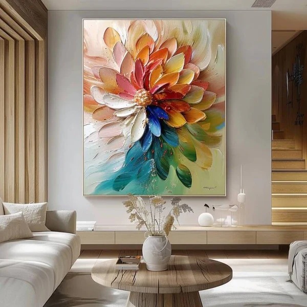 Vibrant Bloom – Textured Flower Canvas Art