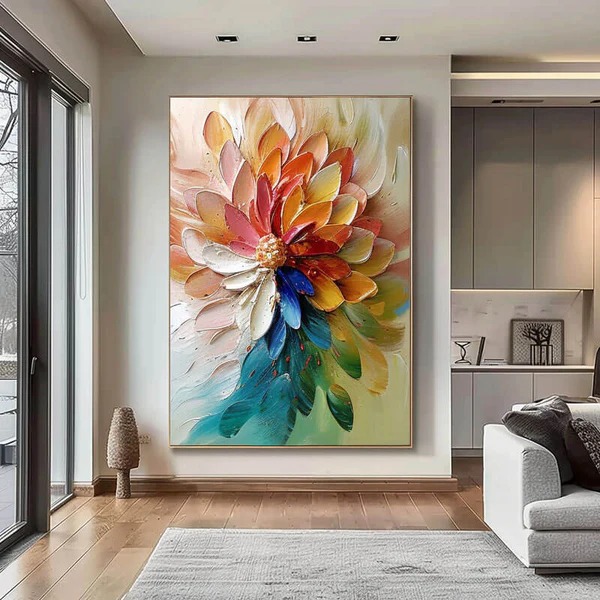 Vibrant Bloom – Textured Flower Canvas Art
