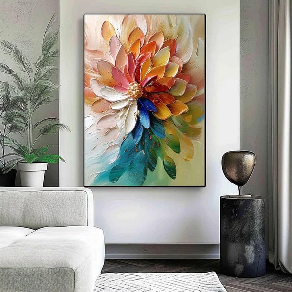 Vibrant Bloom – Textured Flower Canvas Art