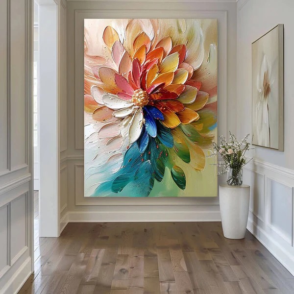Vibrant Bloom – Textured Flower Canvas Art