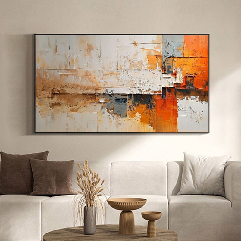 Urban Radiance – Modern Geometric Textured Abstract Oil Painting