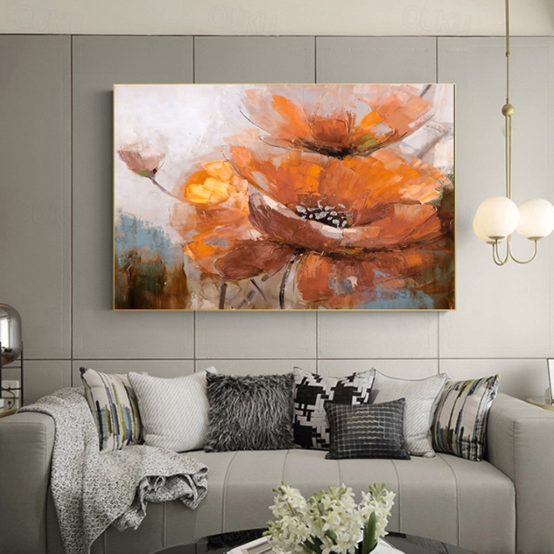 Amber Bloom – Hand-Painted Textured Floral Wall Art