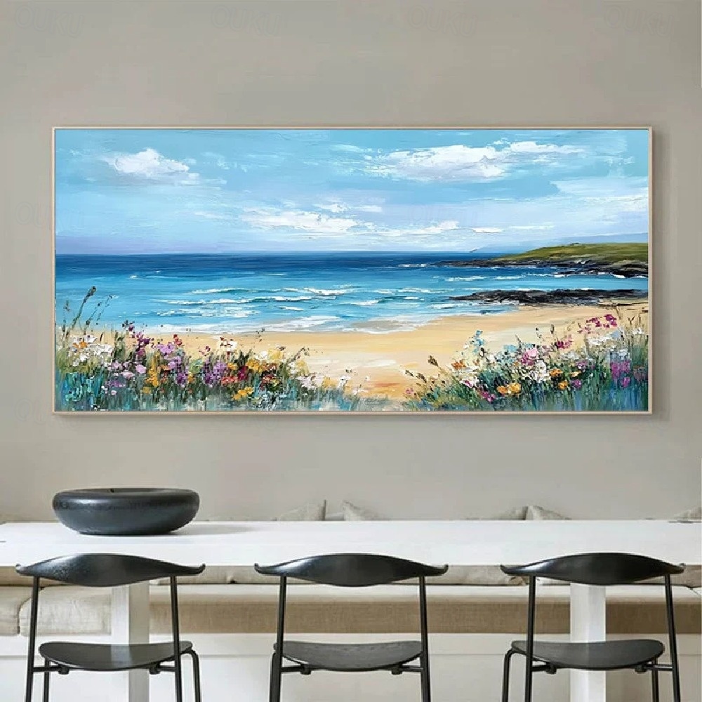 Ocean Whisper – Hand-Painted Coastal Landscape Wall Art