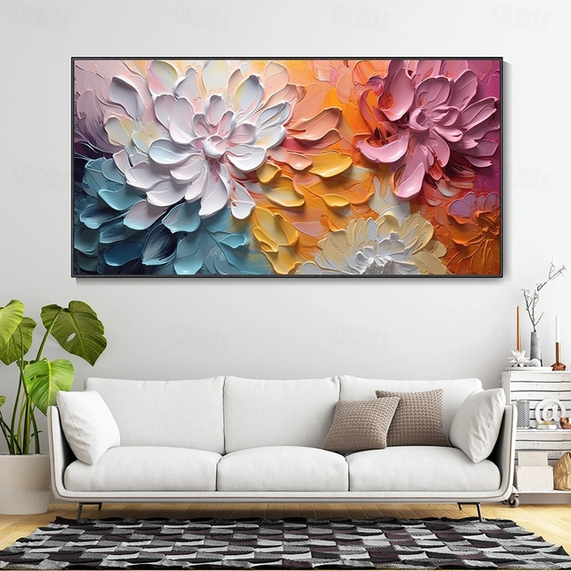 Blooming Radiance – 3D Textured Abstract Floral Wall Art