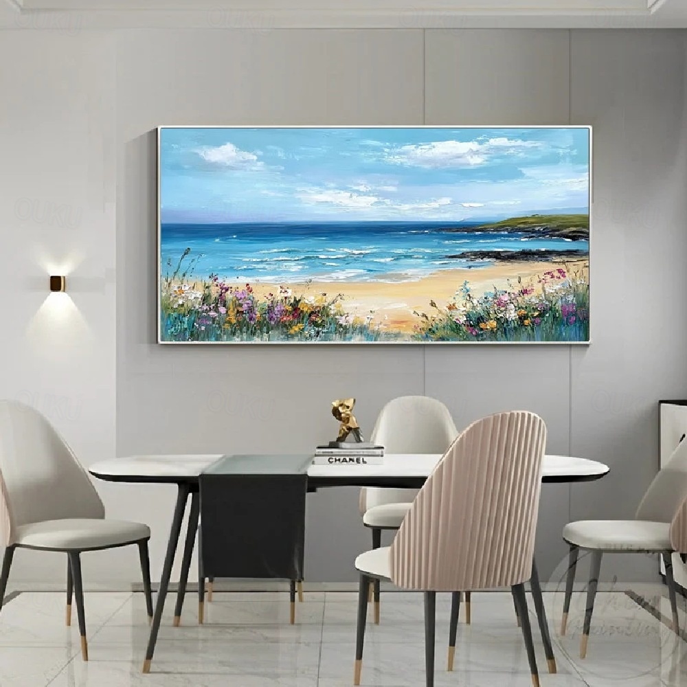 Ocean Whisper – Hand-Painted Coastal Landscape Wall Art