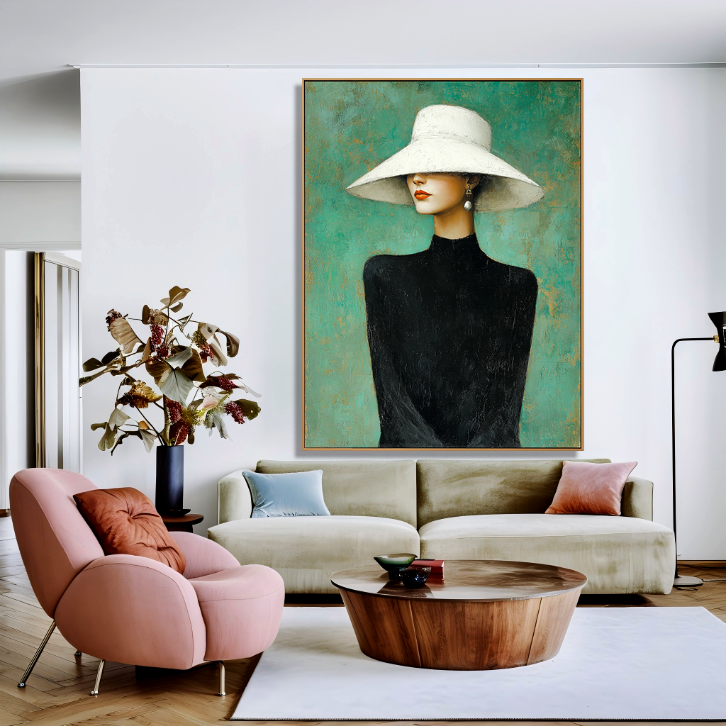 Emerald Portrait — Figurative Symbolic Oil Painting for Modern Interior Wall Art