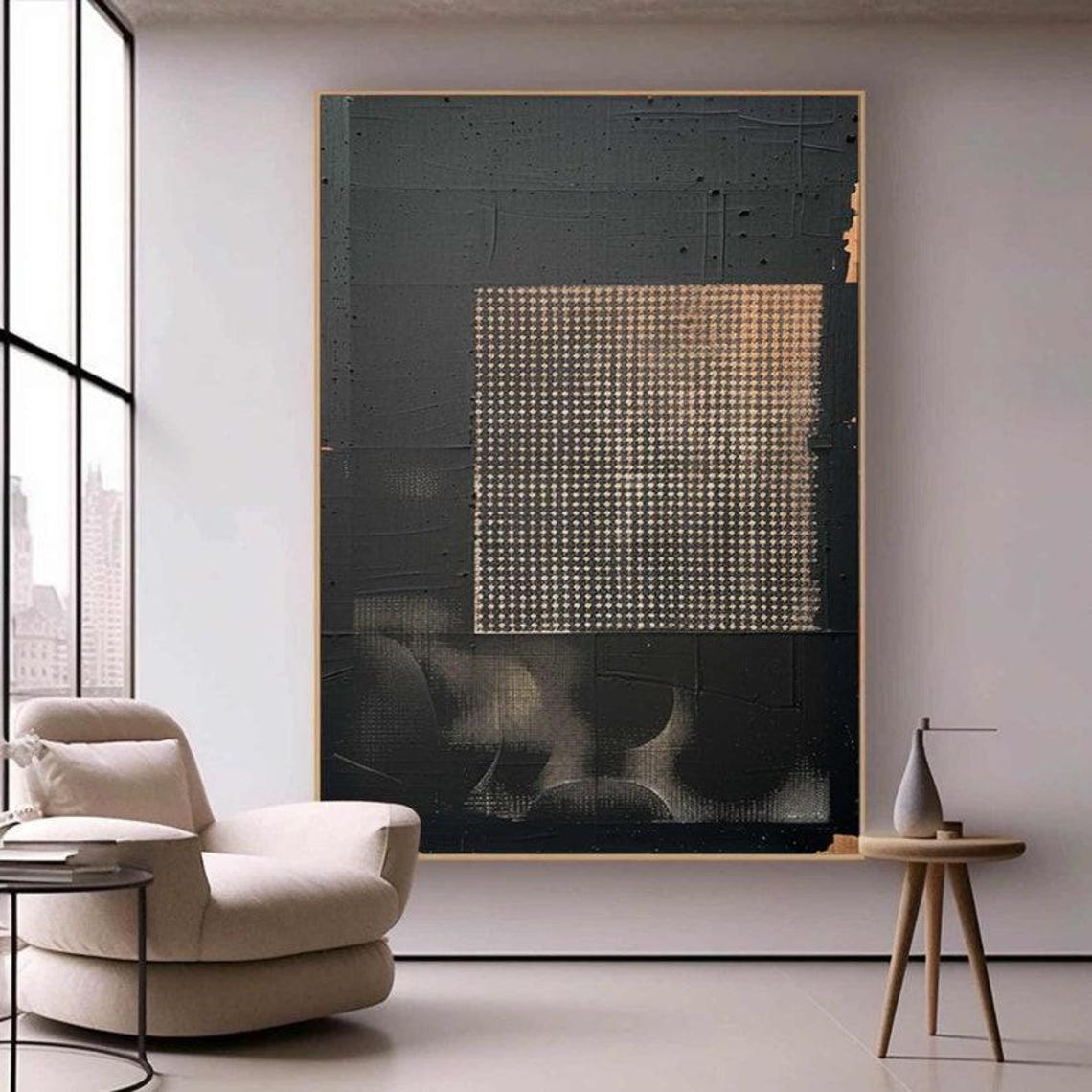 Gold & Black Abstract Painting
