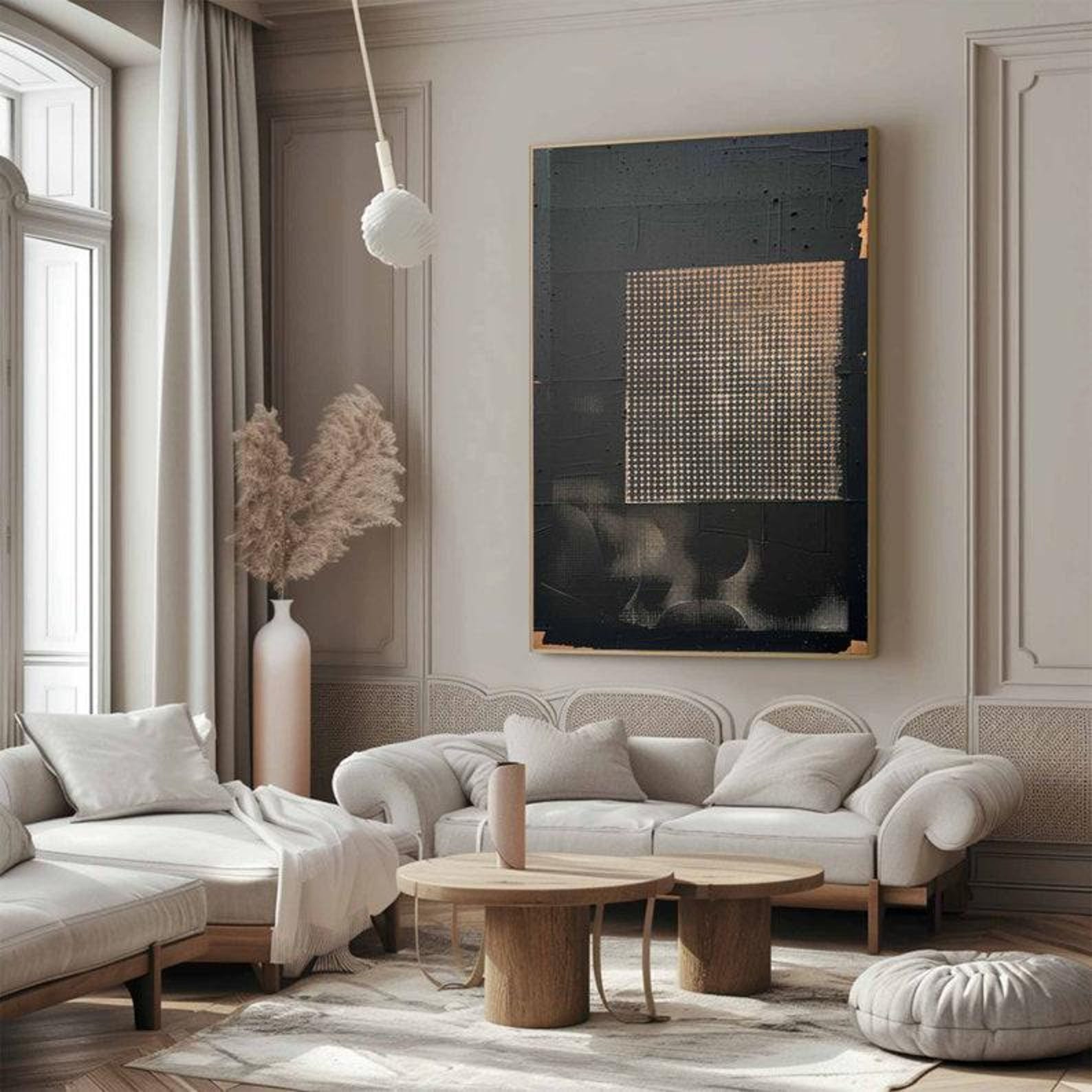 Gold & Black Abstract Painting