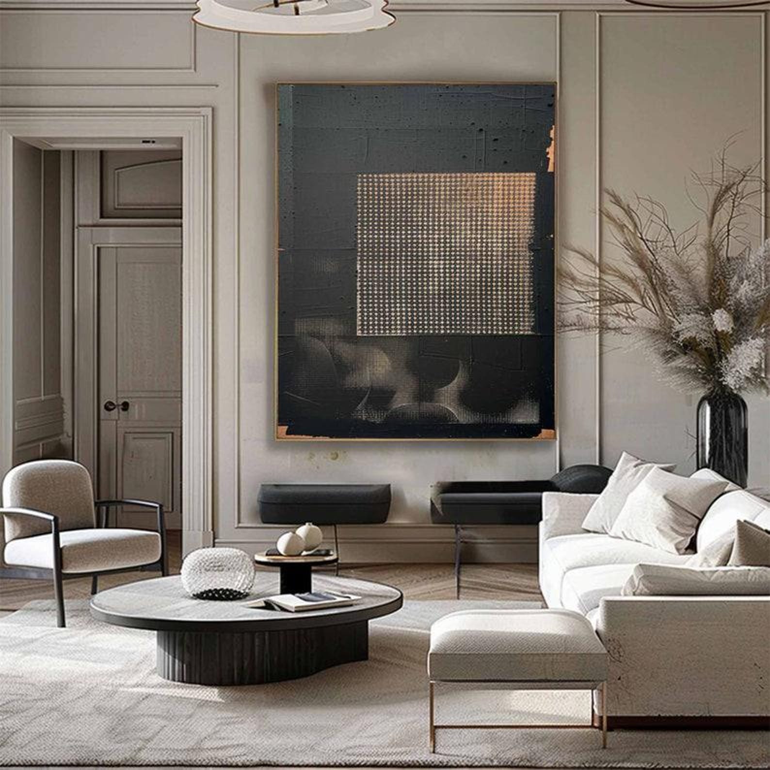 Gold & Black Abstract Painting