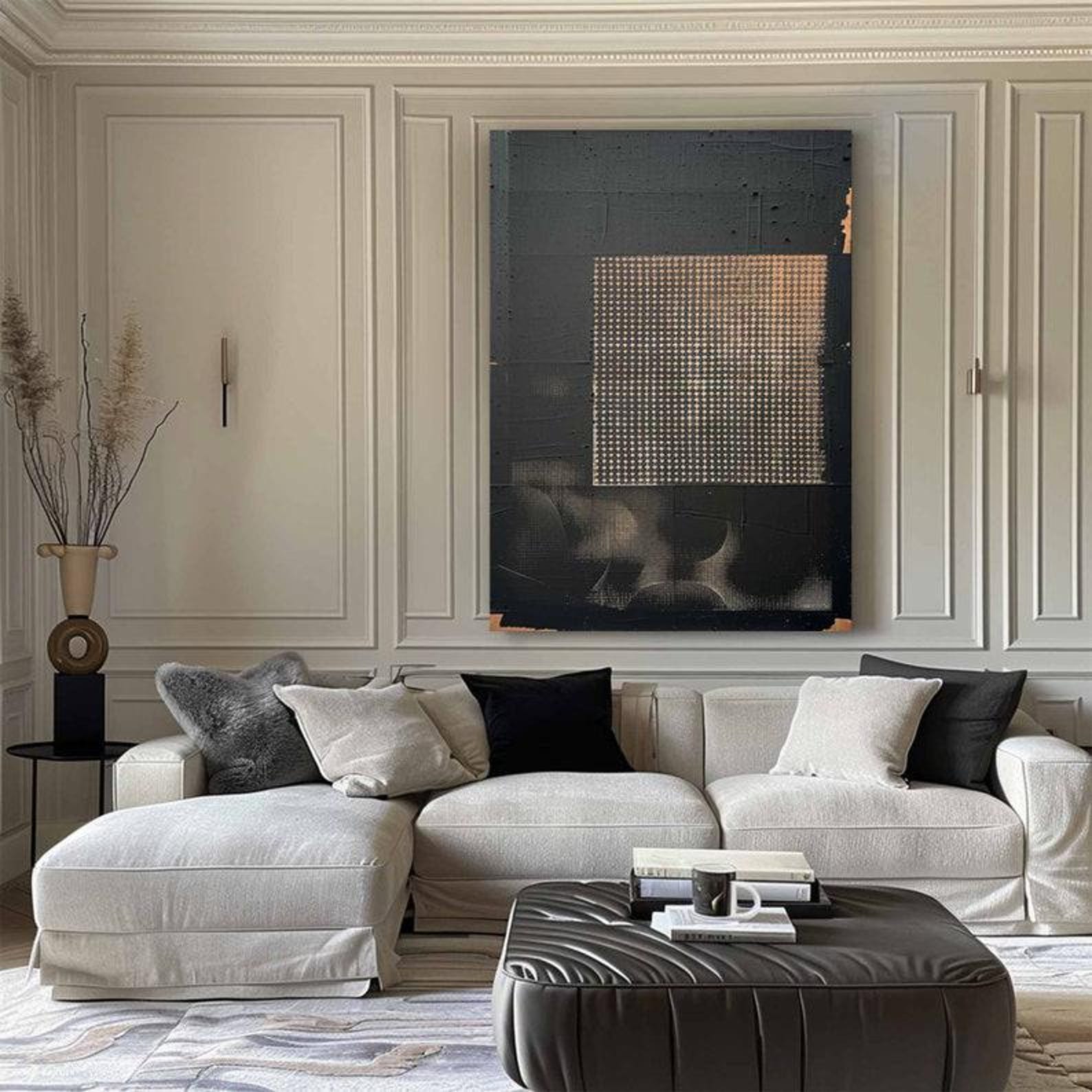 Gold & Black Abstract Painting