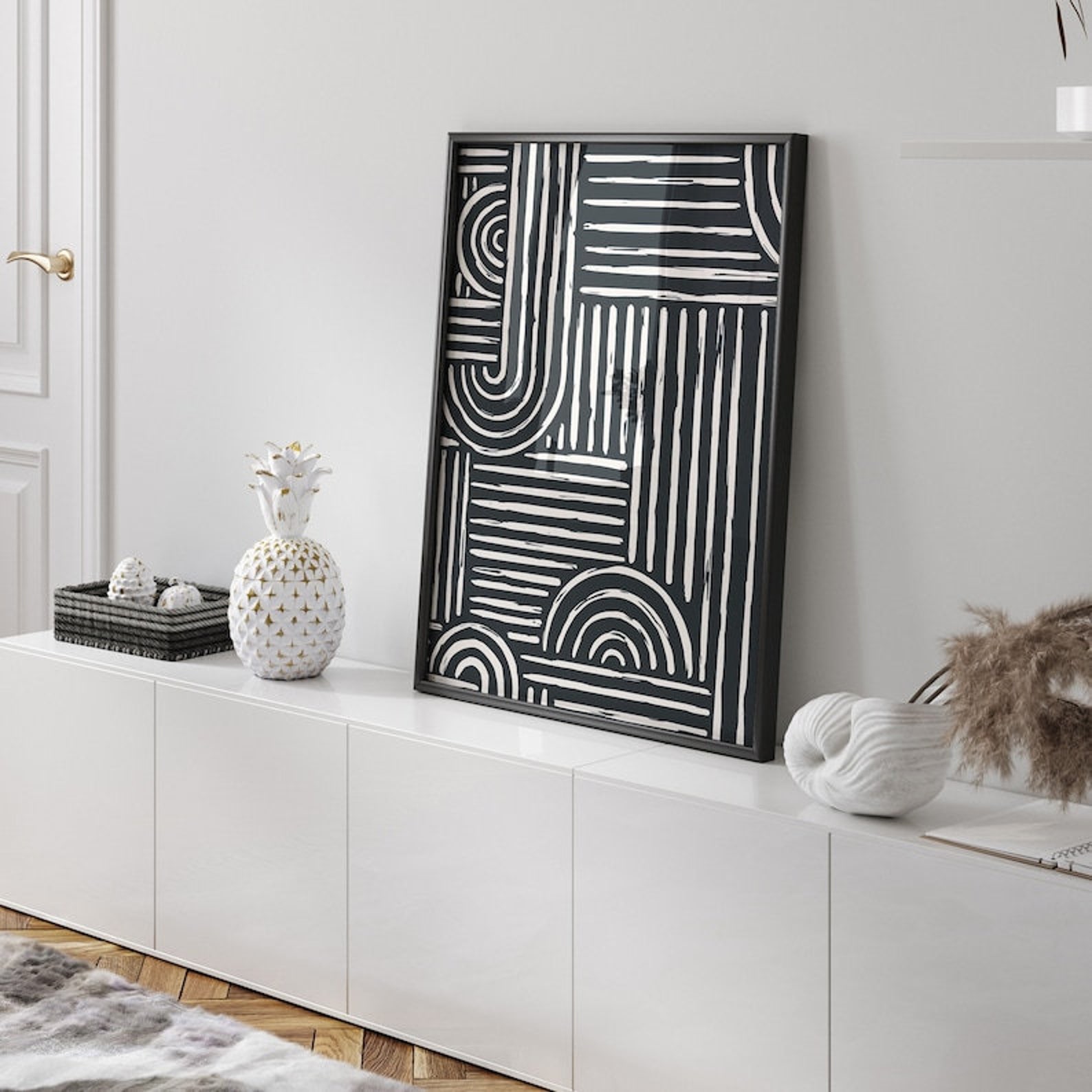 Minimalist Art White & Black Painting