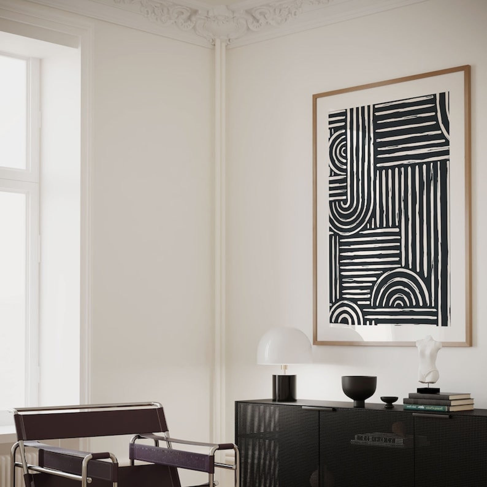 Minimalist Art White & Black Painting